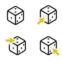 Set of four dice and yellow arrows vector