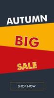 Autumn sale vertical banner with oblique back vector