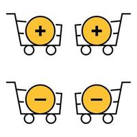 Set of outline baskets with plus and minus vector