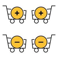 Set of outline baskets with plus and minus vector