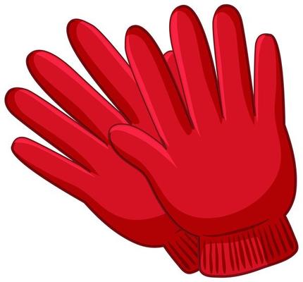 Red gloves in cartoon style isolated on white background