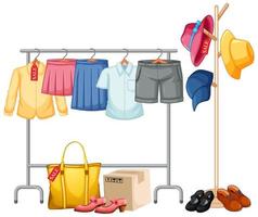 Isolated clothes on the rack display vector