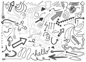 Different doodle strokes isolated on white background vector