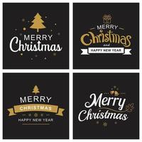 Merry christmas and happy new year card set vector