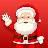 Cute Santa Claus cartoon character on red background vector