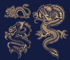 Asian dragons set vector