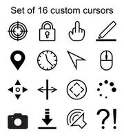 Set of 16 custom cursors vector