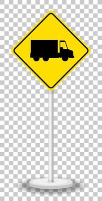 Yellow truck sign isolated on transparent background