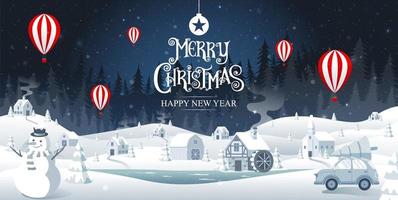 Merry Christmas and Happy New Year background vector