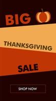 Thanksgiving sale vertical banner with oblique back vector