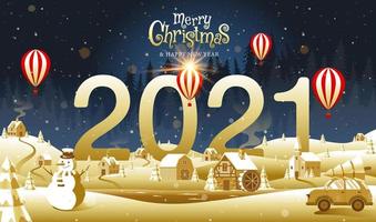 Merry Christmas and Happy New Year 2021 vector