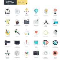 conjunto de iconos de diseño plano para diseño gráfico y web vector