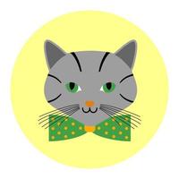 avatar de gatos con círculo de dibujos animados de pajarita vector