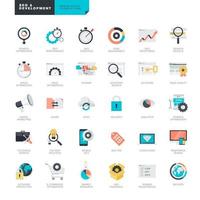 Set of flat design icons for SEO and website development vector