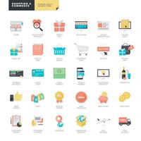 Set of flat design icons for online shopping and e-commerce vector