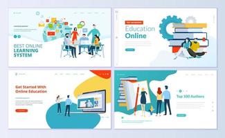 Set of web page design templates for e-learning vector