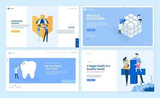 Medicine and Healthcare Web Page Design Templates vector