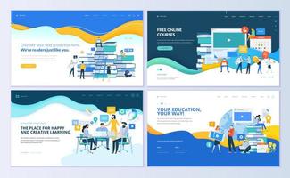 Set of web page design templates for distance education vector