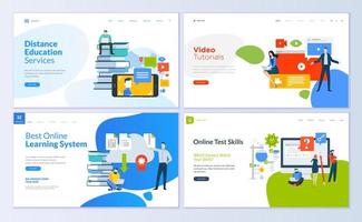 Set of web page design templates for distance education vector