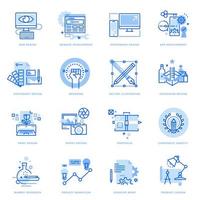 Set of flat line icons of graphic and web design and development vector