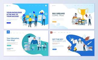 Set of web page design templates for staff education vector