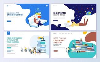 Set of web page design templates for online education vector