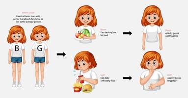 Infographic of healthy and unhealthy eating habit vector