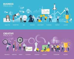Flat design style web banners of business process