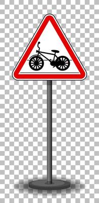 Cycle crossing sign with stand isolated on transparent background