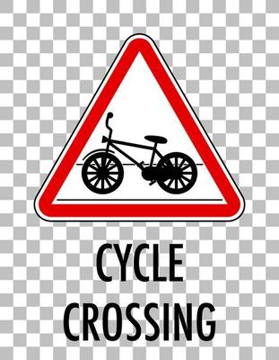 Cycle crossing sign isolated transparent background