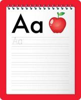 Alphabet tracing worksheet with letter A and a vector