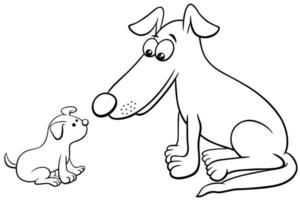 Puppy and dog animal characters coloring book page vector