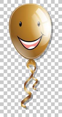 Smile on golden balloon isolated on transparent background