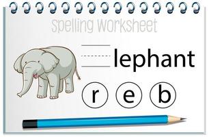 encontrar letra perdida con elefante vector