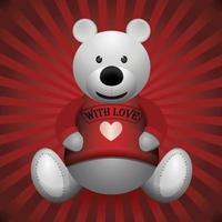 Valentine's day white teddy bear vector