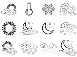 Night and day weather icons on white background vector