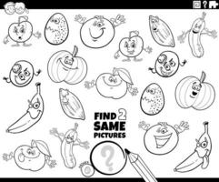 Find two same characters coloring book game vector