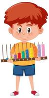 Boy holding abacus cartoon character isolated on white background vector