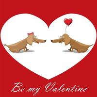 Valentine's Day, dogs with balloons postcard vector