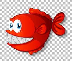 Red exotic fish cartoon character on transparent background vector