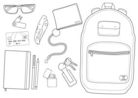 Every day carry items. Contour. vector