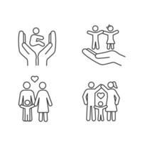 Child custody linear icons set vector