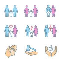 Set of child custody color icons vector