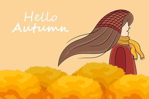 Character in autumn background vector