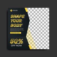 Fitness or gym social media banner vector