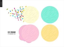 Some ice cream scoops on a white background vector