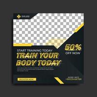 Fitness or gym social media banner vector