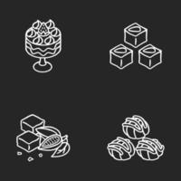 Traditional sweets chalk white icons set vector