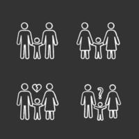 Set of child custody chalk icons vector