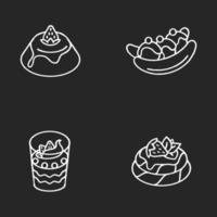 Popular sweets chalk white icons set vector